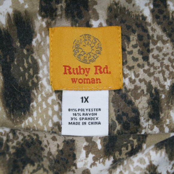 RUBY RD. Top Knit Sweatshirt Sweater Funnel Neck Animal Print Plus Size 1X - Picture 9 of 15